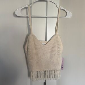 Wild Fable Cream Knit Fringe Camisole